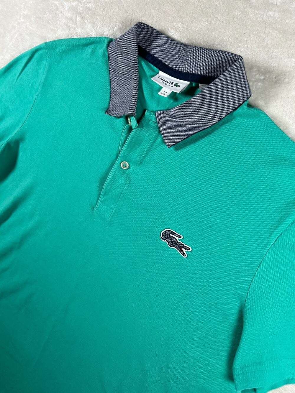 Lacoste Regular Fit Polo Shirt Size FR 4 US M Green Contrast Collar